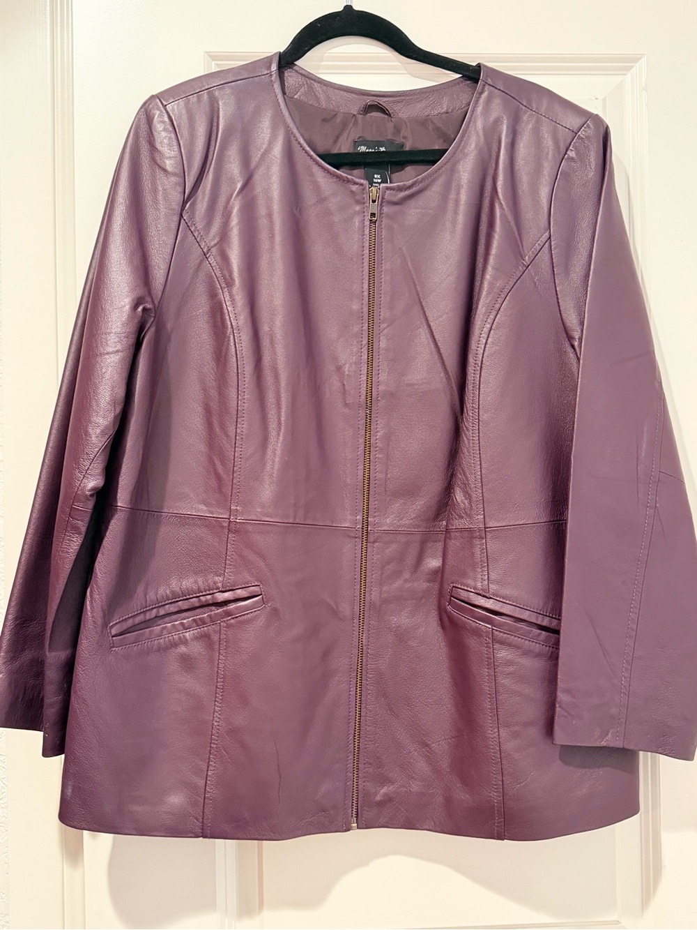 Maggie Barnes Women’s Plum Leather Zip-Front Jacket
